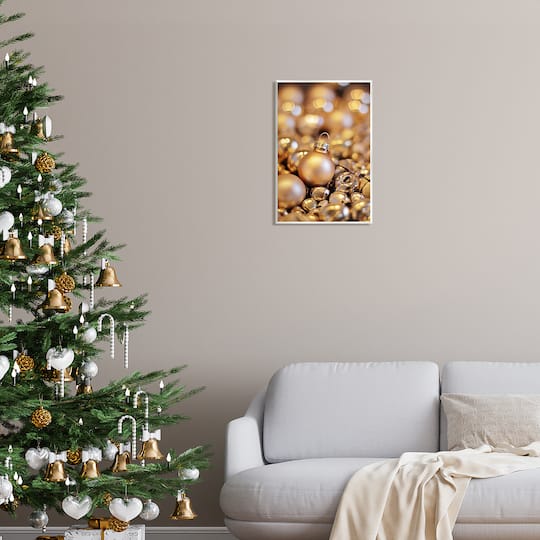 Stupell Industries Gleaming Christmas Ornaments Bells Wall Plaque Art